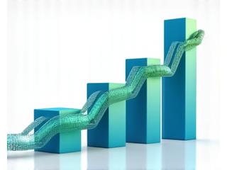 Chart with upward trend and financial symbols, representing strategic business insights in DeFi.