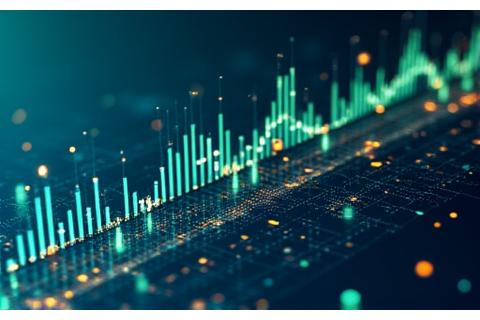 Investment charts and graphs overlayed with blockchain node connections, representing data-driven decisions and diversified digital asset portfolios.